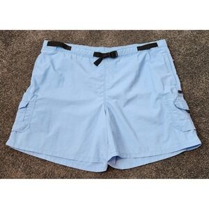 Columbia Womens Sportswear Cargo Shorts Large Light‎ Blue Belted Casual Pockets
